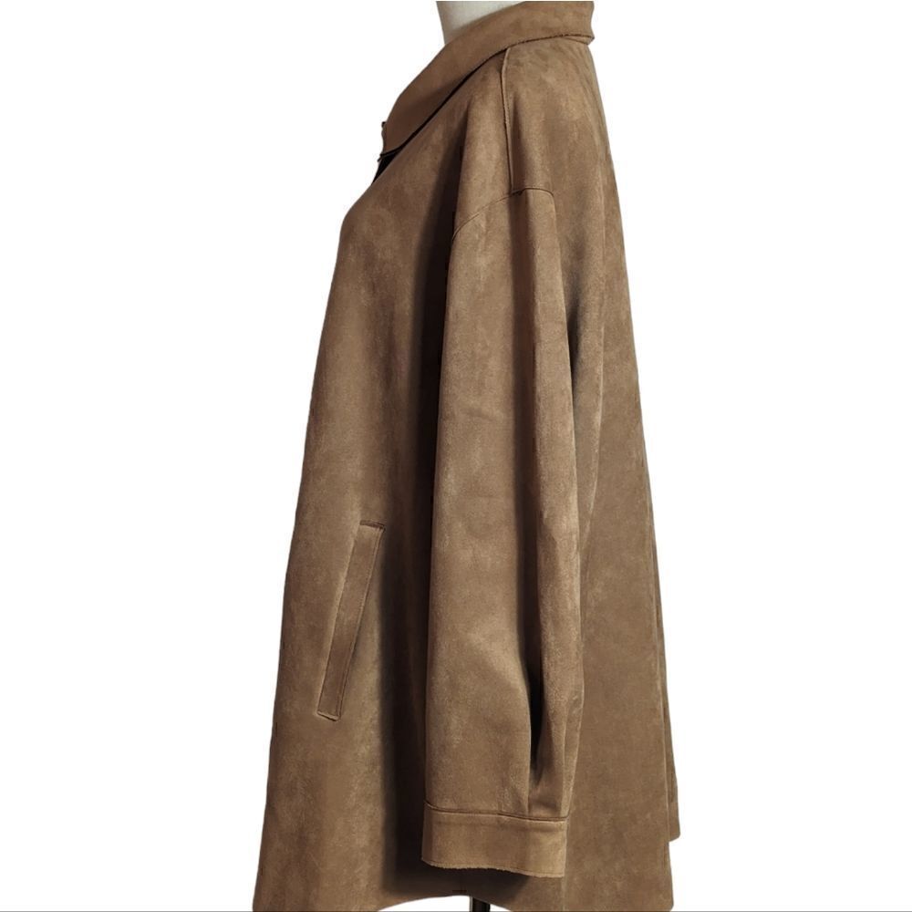 Marla Wynne Layers Faux Suede Tan Shirt Jacket - Picture 3 of 6